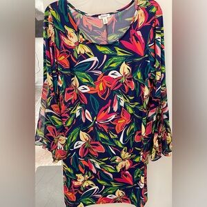 Floral Print Dress with Bell Sleeves